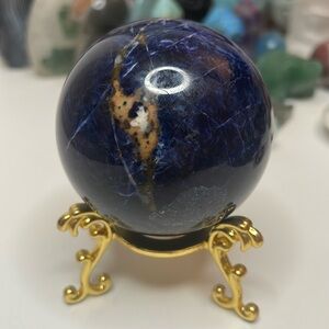 Sodalite Crystal Sphere with Gold Stand